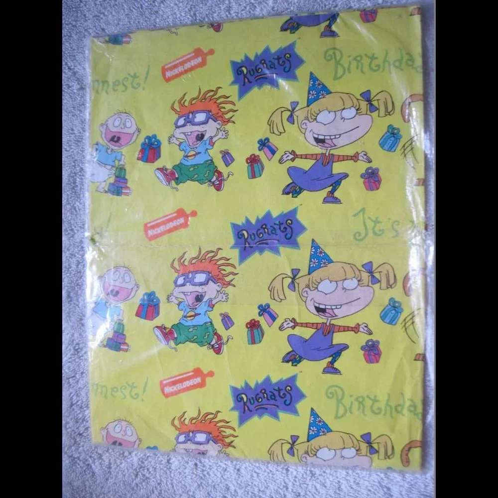 1 Rugrats 8.33 Sq Ft Sheet Gift Wrap White American Greetings Tommy Chucky Spike